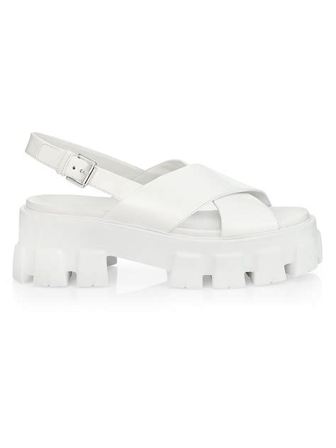 prada lug-sole leather platform slingback sandals|prada high heeled sandals.